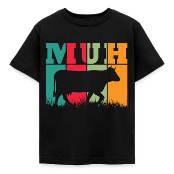 Muh Kuh - Kinder T-Shirt - Schwarz - Vorne - AI Model Kid Female (0cm)