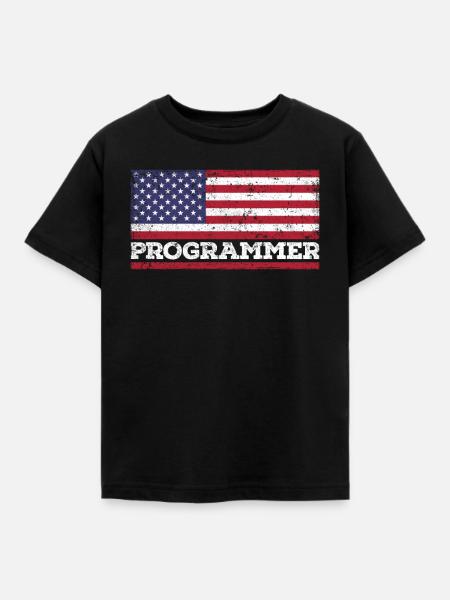 USA Flag Programmer Amerika Programmer - Kinder T-Shirt - Schwarz