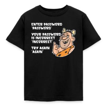 Funny Caveman Password Entry UX UI - Kids' T-Shirt - black - Front - AI Model Kid Female (0cm)
