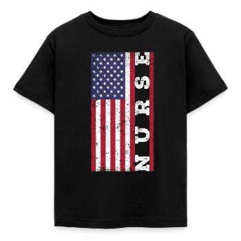 Patriotische Krankenschwester, - Kinder T-Shirt - Schwarz - Vorne - AI Model Kid Female (0cm)