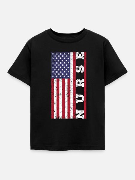 Patriotische Krankenschwester, - Kinder T-Shirt - Schwarz