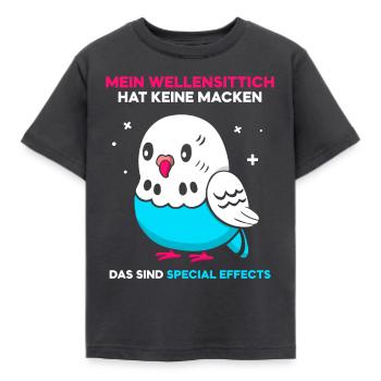 Mein Wellensittich hat keine Macken - Kinder T-Shirt - Dunkelgrau - Vorne - AI Model Kid Female (0cm)