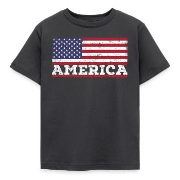 USA Flagge Amerika Patriotische - Kinder T-Shirt - Dunkelgrau - Vorne - AI Model Kid Female (0cm)