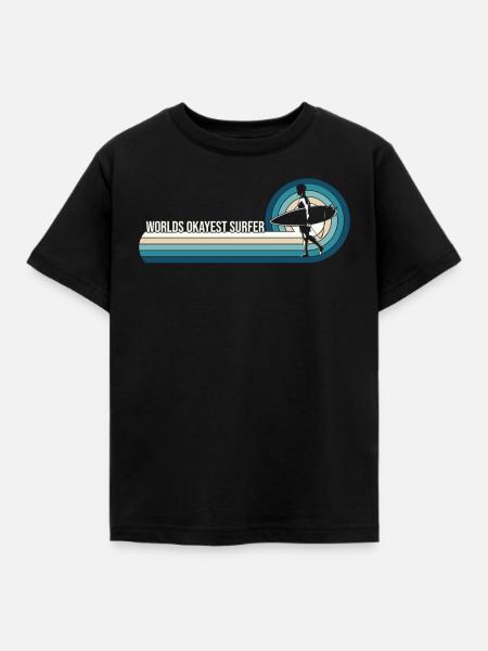 Funny Worlds Okayest Surfer Surfen - Kinder T-Shirt - Schwarz