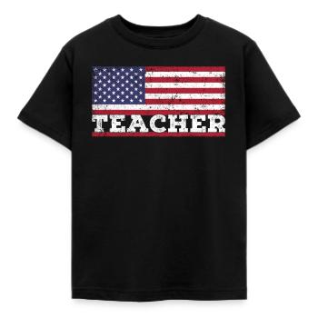 USA Flag Teachers America Teachers - T-shirt Enfant - noir - Devant - AI Model Kid Female (0cm)