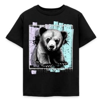 Bär - Kinder T-Shirt - Schwarz - Vorne - AI Model Kid Female (0cm)