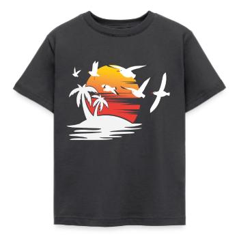 Insel Möwe Süß Vogel Kinder - Kinder T-Shirt - Dunkelgrau - Vorne - AI Model Kid Female (0cm)