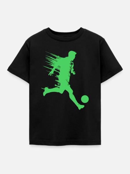 Fußball Fußballer Silhouette - Kinder T-Shirt - Schwarz