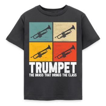 Trompete Trompetenspieler - Kinder T-Shirt - Dunkelgrau - Vorne - AI Model Kid Female (0cm)