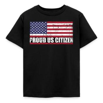 Fier citoyen américain Drapeau des États-Unis patriotique - T-shirt Enfant - noir - Devant - AI Model Kid Female (0cm)