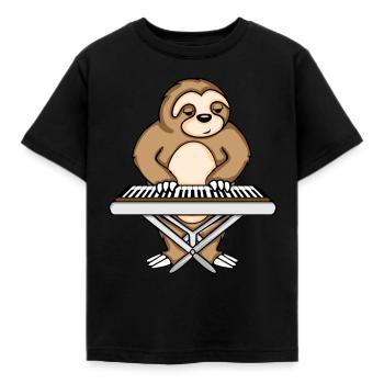 Faultier Keyboardspieler Musik Kinder Keyboard - Kinder T-Shirt - Schwarz - Vorne - AI Model Kid Female (0cm)