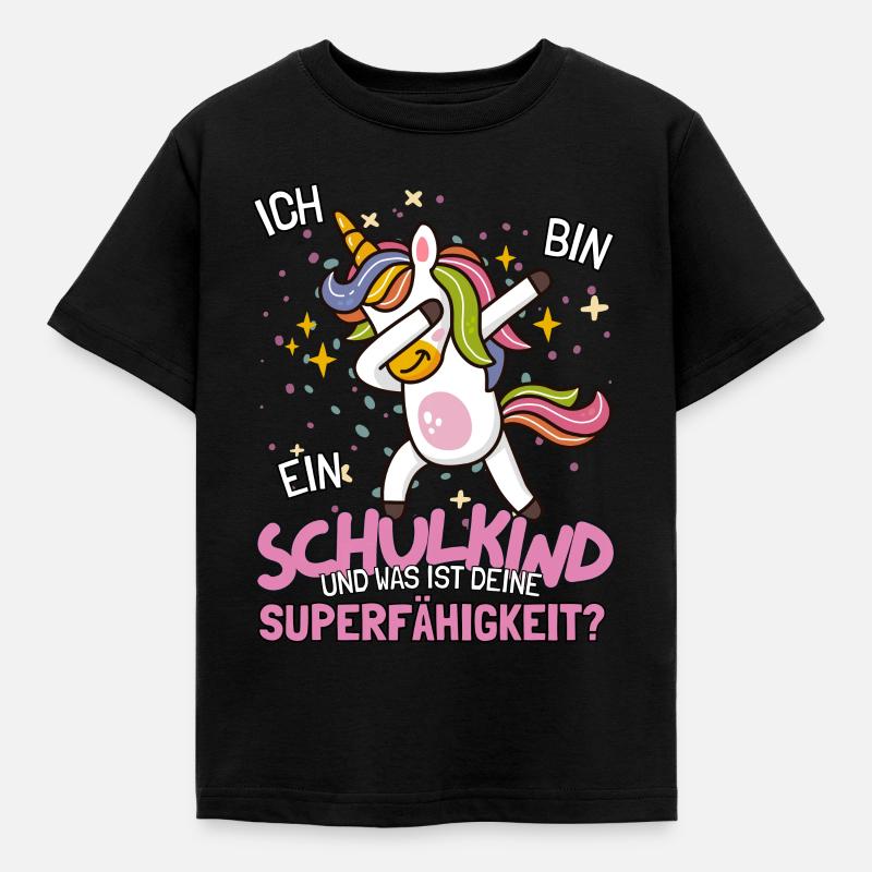 Schulanfang für Mädchen mit magischem Einhorn - Kinder T-Shirt - Schwarz