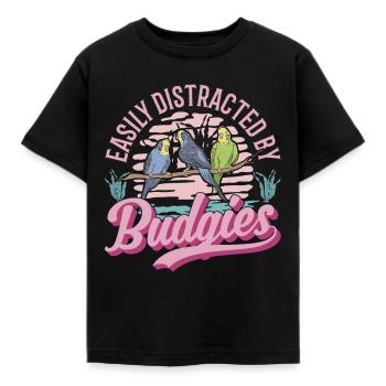Easily distracted by Budgies Budgie - Kids' T-Shirt - black - Front - AI Model Kid Female (0cm)