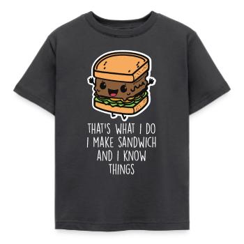 Lustige Sandwich-Liebhaber-Food-Sandwiches - Kinder T-Shirt - Dunkelgrau - Vorne - AI Model Kid Female (0cm)
