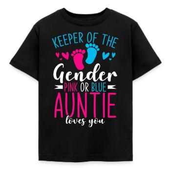 Keeper Of The Gender Pink Or Blue Auntie Loves You - Kids' T-Shirt - black - Front - AI Model Kid Female (0cm)