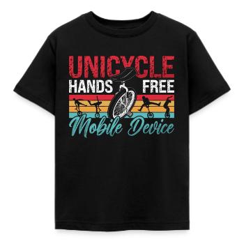 Unicycle Hands Free Mobile Retro Unicycle Rider - Kids' T-Shirt - black - Front - AI Model Kid Female (0cm)