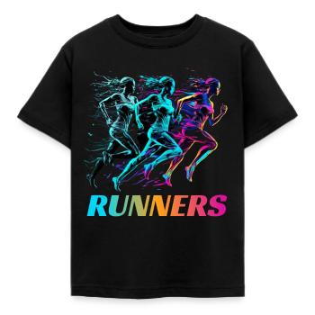 Dynamische Läufer Lauf Wettkampf - Kinder T-Shirt - Schwarz - Vorne - AI Model Kid Female (0cm)