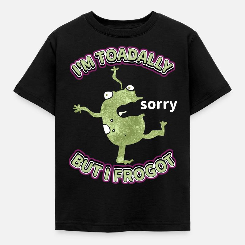 La grenouille comique est oublieuse, drôle de dicton, jeu de mots - T-shirt Enfant - noir