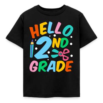 Hallo 2. Klasse Zweite Klasse Zweitklässler - Kinder T-Shirt - Schwarz - Vorne - AI Model Kid Female (0cm)
