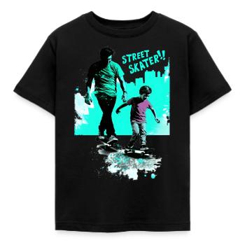 Vater und Sohn Skateboard Geschenk - Kinder T-Shirt - Schwarz - Vorne - AI Model Kid Female (0cm)