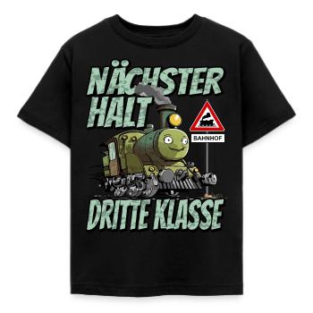 Nächster Halt Dritte Klasse - Grundschule Lok und - Kinder T-Shirt - Schwarz - Vorne - AI Model Kid Female (0cm)