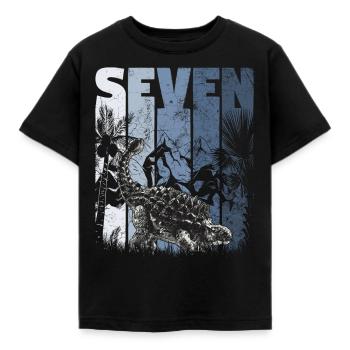 Ankylosaurus 7 Jahre Alt Dino 7. Geburtstag - Kinder T-Shirt - Schwarz - Vorne - AI Model Kid Female (0cm)