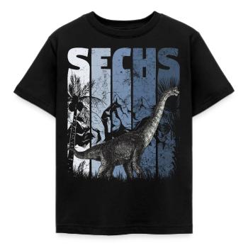 Brachiosaurus 6 Jahre Alt Dino 6. Geburtstag - Kinder T-Shirt - Schwarz - Vorne - AI Model Kid Female (0cm)