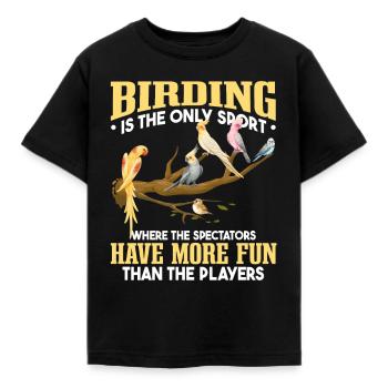 Lustiger Vogelbeobachter - Kinder T-Shirt - Schwarz - Vorne - AI Model Kid Female (0cm)