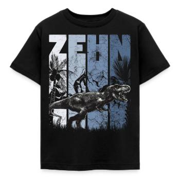 Tyrannosaurus 10 Jahre Alt Dino 10. Geburtstag - Kinder T-Shirt - Schwarz - Vorne - AI Model Kid Female (0cm)