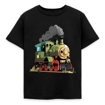 Kids Lokomotive - Dampflok - Kinder T-Shirt - Schwarz - Vorne - AI Model Kid Female (0cm)