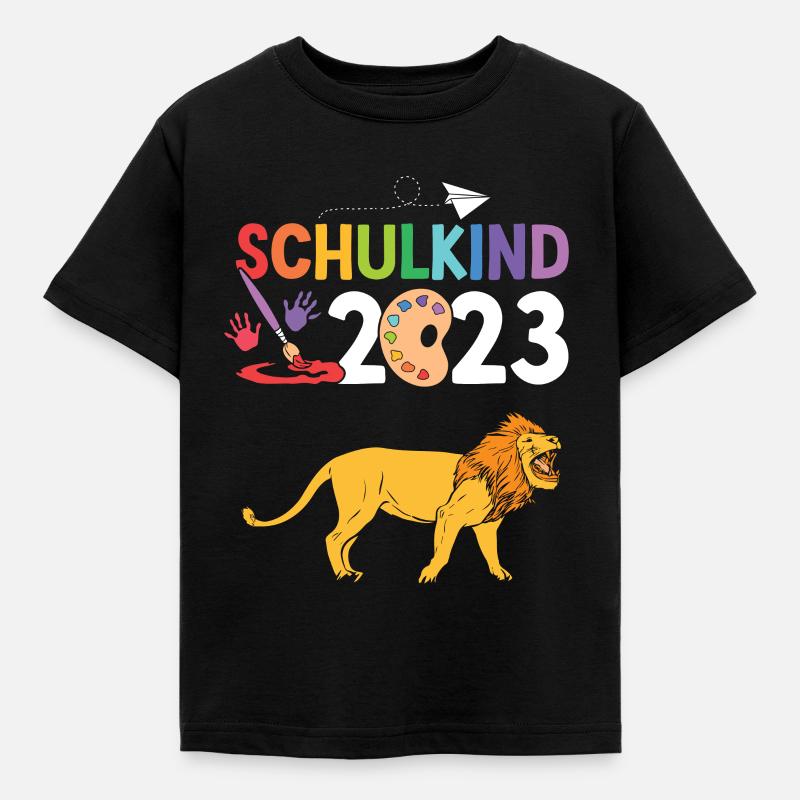 Löwe Schulanfang Schulkind 2023 - Kinder T-Shirt - Schwarz
