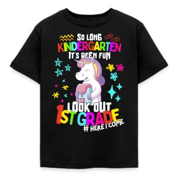 Einhorn Tschüss Kindergarten Einschulung 1. Klasse - Kinder T-Shirt - Schwarz - Vorne - AI Model Kid Female (0cm)