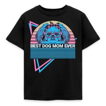 Pekinesen Mama Retro - Kinder T-Shirt - Schwarz - Vorne - AI Model Kid Female (0cm)