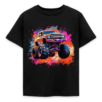Monster Truck Big Retro Race Dad Trucker Lover - Kinder T-Shirt - Schwarz - Vorne - AI Model Kid Female (0cm)