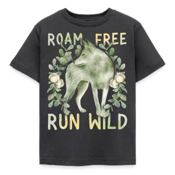 Grauer-Wolf Canis Lupus Positive-Movitation Spruch - Kinder T-Shirt - Dunkelgrau - Vorne - AI Model Kid Female (0cm)