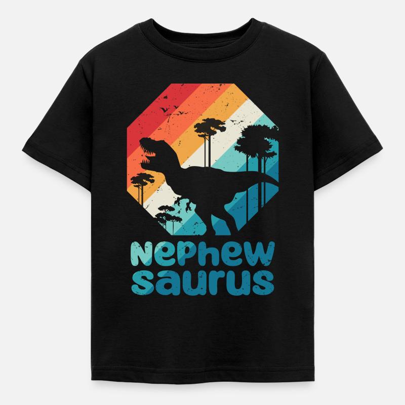 Neffe T Rex Dinosaurier Neffe Saurus Familie - Kinder T-Shirt - Schwarz
