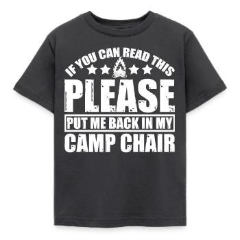 Please Put Me Back In My Camp Chair 4 - Kids' T-Shirt - dark grey - Front - AI Model Kid Female (0cm)