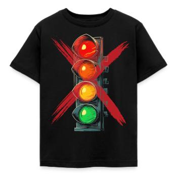 Feu de circulation Panneau d’interdiction gouvernementale - T-shirt Enfant - noir - Devant - AI Model Kid Female (0cm)