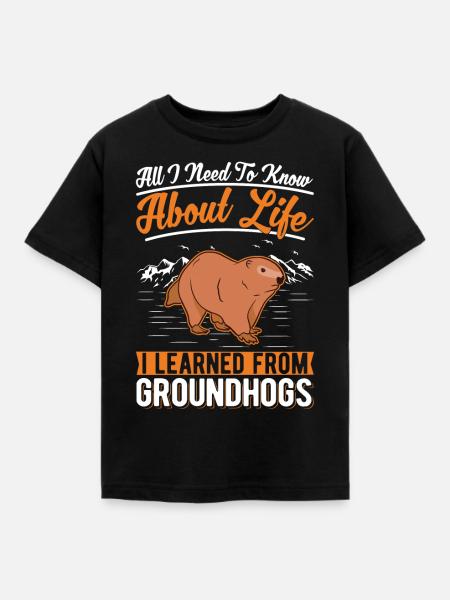 Murmeltier Groundhog Waldmurmeltier - Kinder T-Shirt - Schwarz