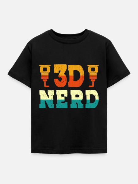 3d-nerd-3d-drucker-düse 3d-druck-liebhaber - Kinder T-Shirt - Schwarz