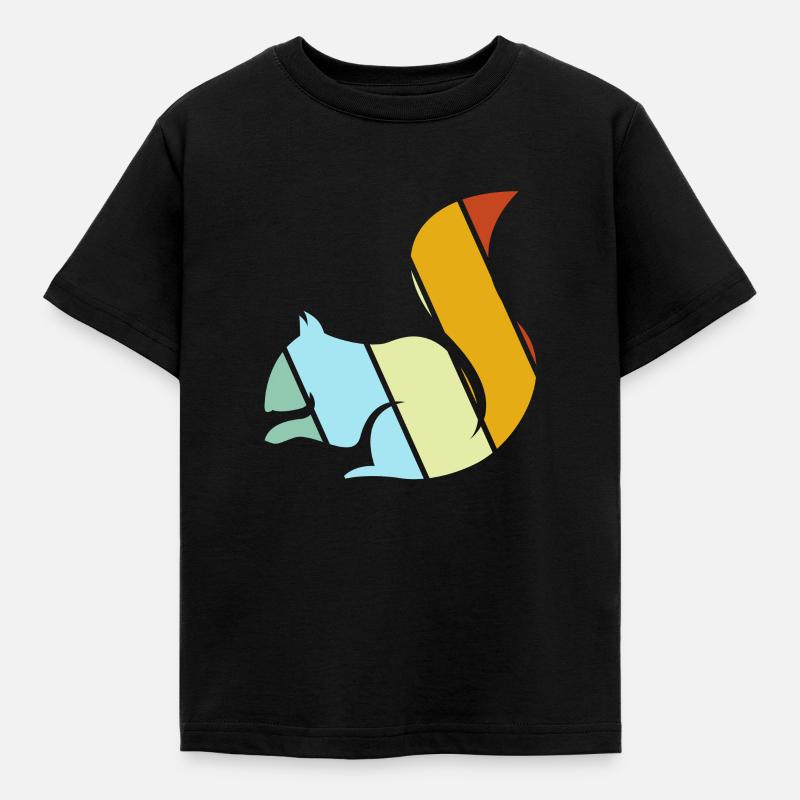 Eichhörnchen Retro - Kinder T-Shirt - Schwarz