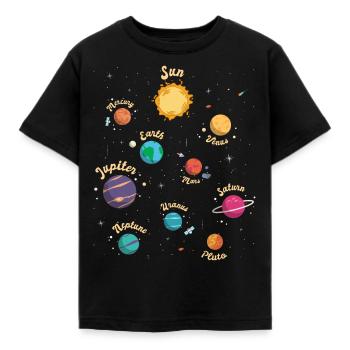 Sonnensystem Planeten Weltraum Wissen für Kinder - Kinder T-Shirt - Schwarz - Vorne - AI Model Kid Female (0cm)