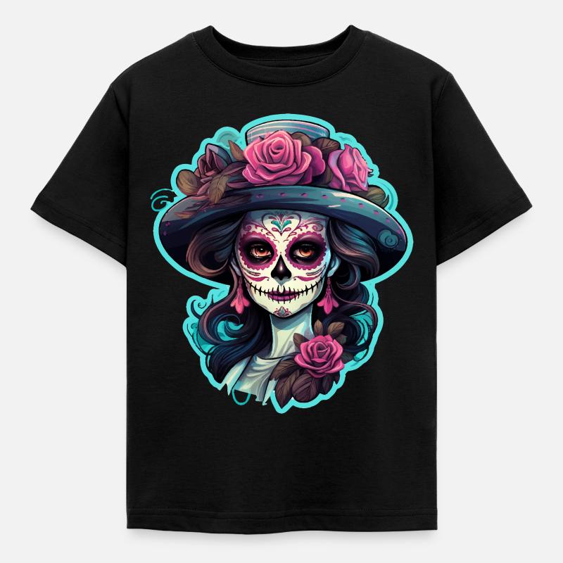 La Catrina - Kinder T-Shirt - Schwarz