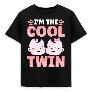Ich Bin Der Coole Zwilling Humor Lustig Zwillinge - Kinder T-Shirt - Schwarz - Vorne - AI Model Kid Female (0cm)