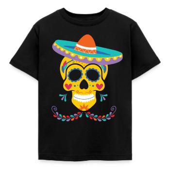 Dia de Los Muertos Sombrero, Mexique - T-shirt Enfant - noir - Devant - AI Model Kid Female (0cm)