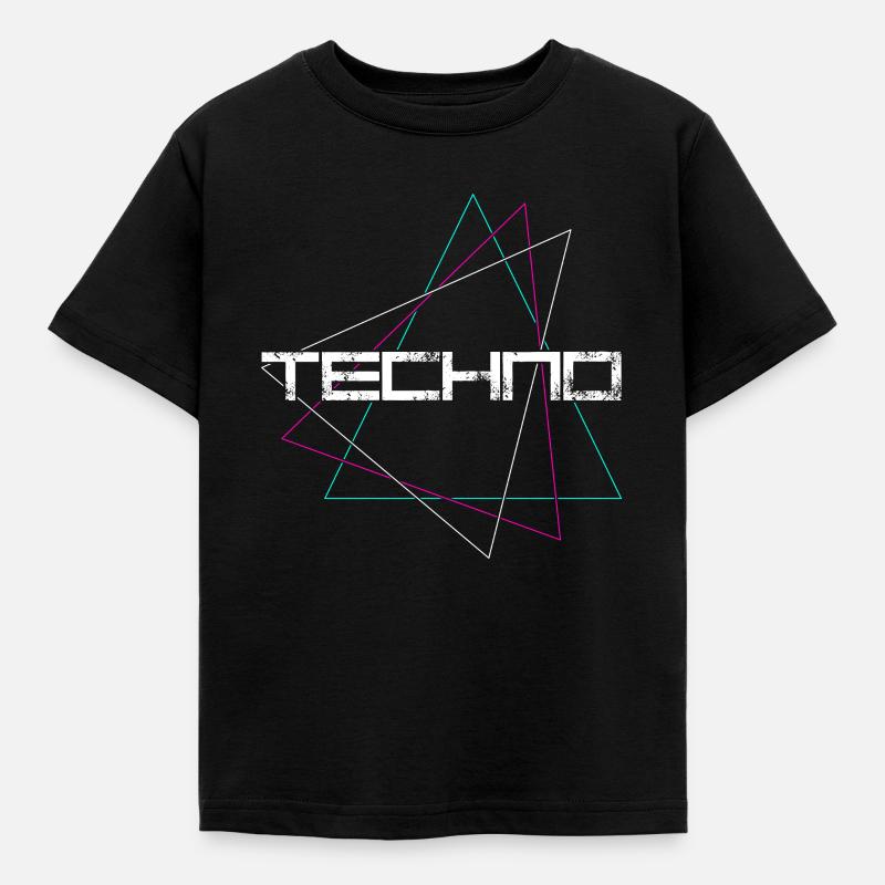Techno - Kinder T-Shirt - Schwarz