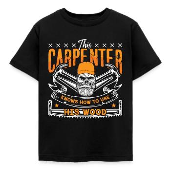 This Carpenter Knows How To Use Carpenter Saw - Kinder T-Shirt - Schwarz - Vorne - AI Model Kid Female (0cm)