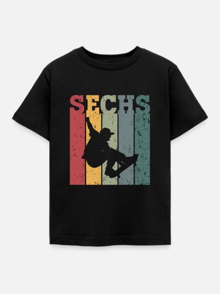 Sechs - Kinder T-Shirt - Schwarz