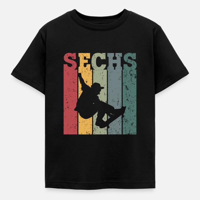 Sechs - Kinder T-Shirt - Schwarz