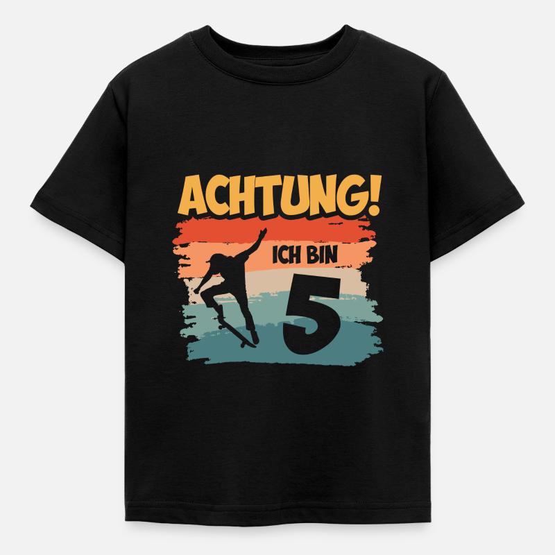 Achtung ich bin 5 - Kinder T-Shirt - Schwarz